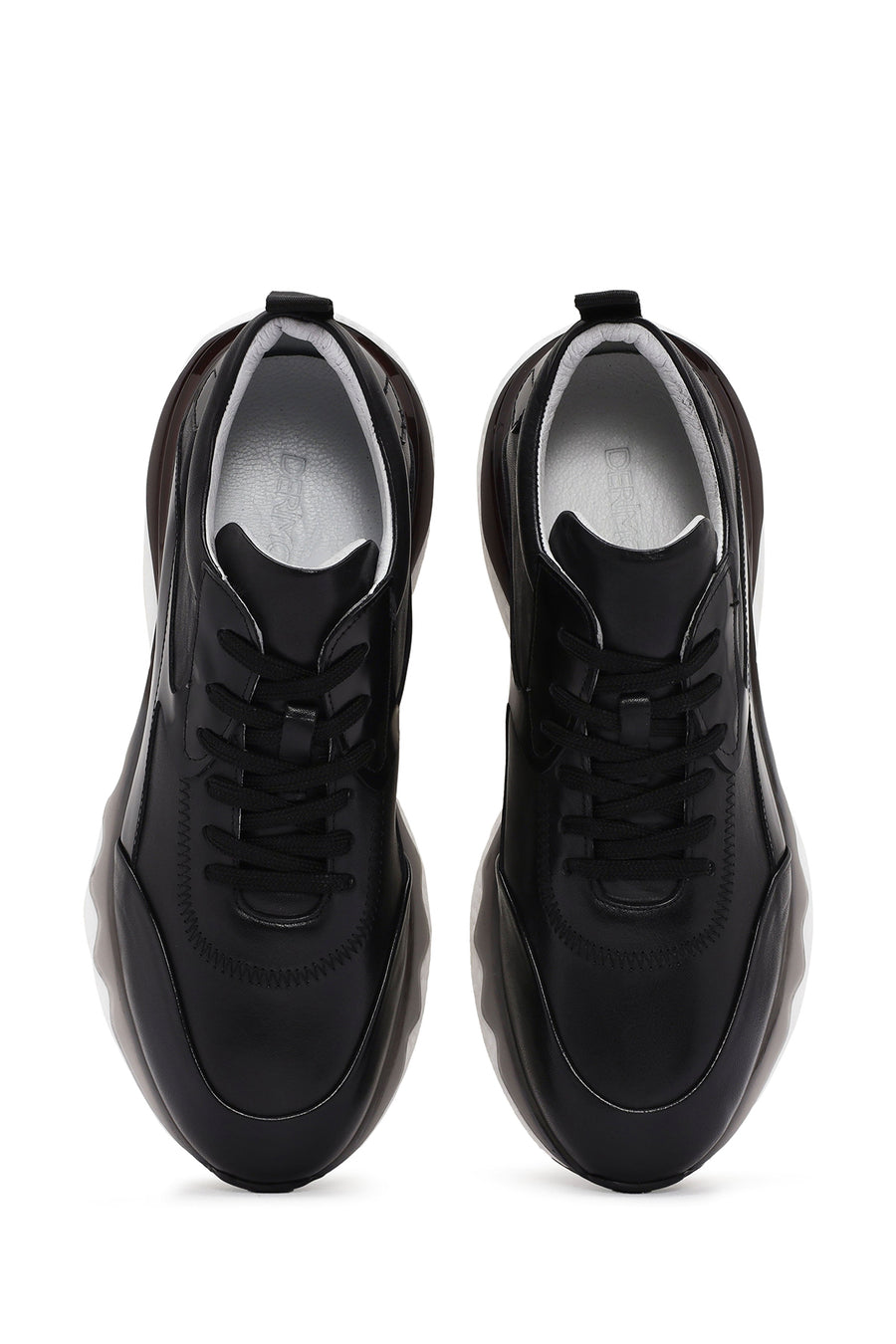 Erkek Siyah Bağcıklı Deri Sneaker