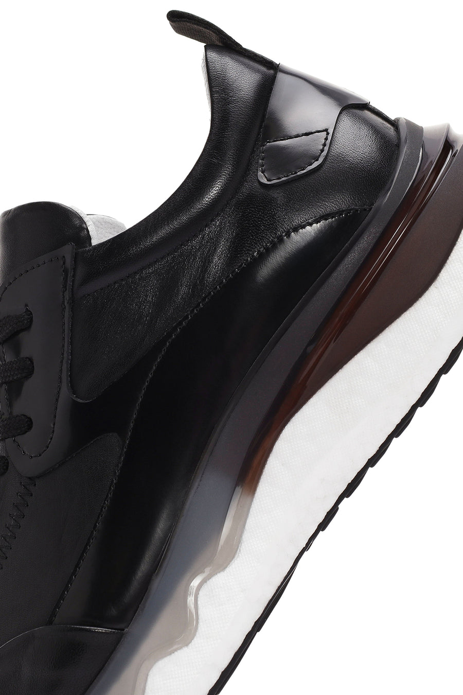 Erkek Siyah Bağcıklı Deri Sneaker