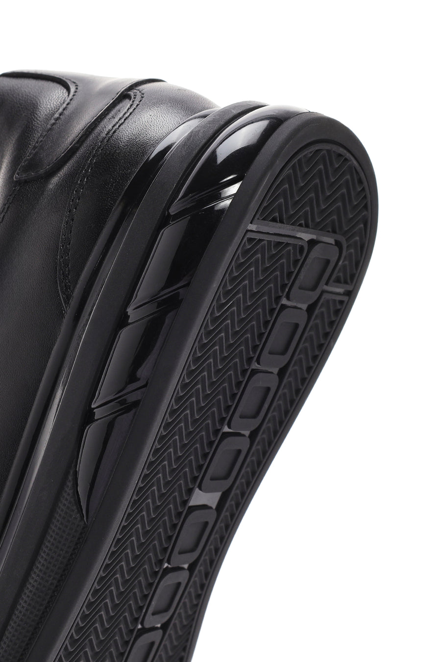 Erkek Siyah Bağcıklı Deri Sneaker