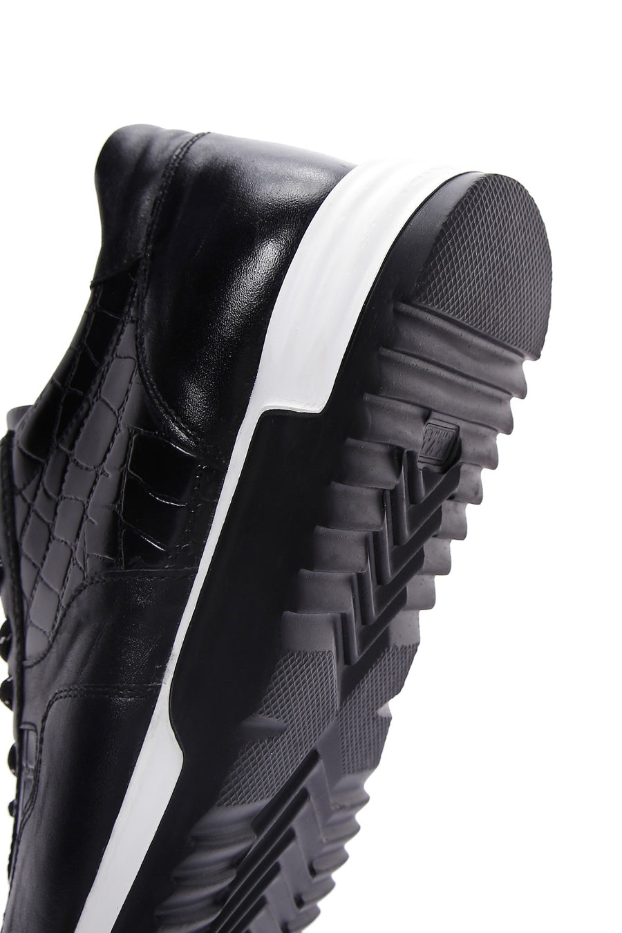 Men's Black Lace-up Leather Sneaker