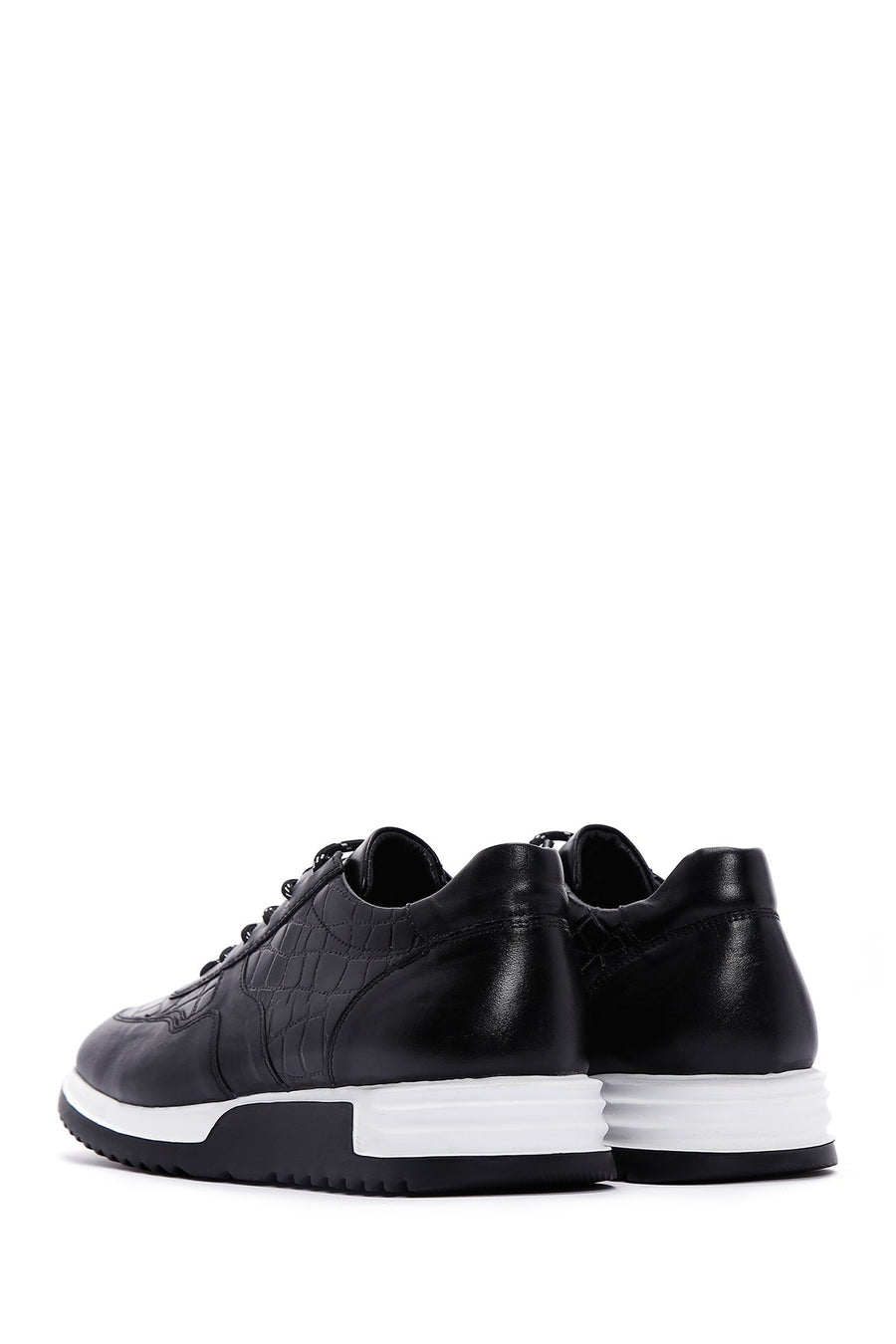 Men's Black Lace-up Leather Sneaker