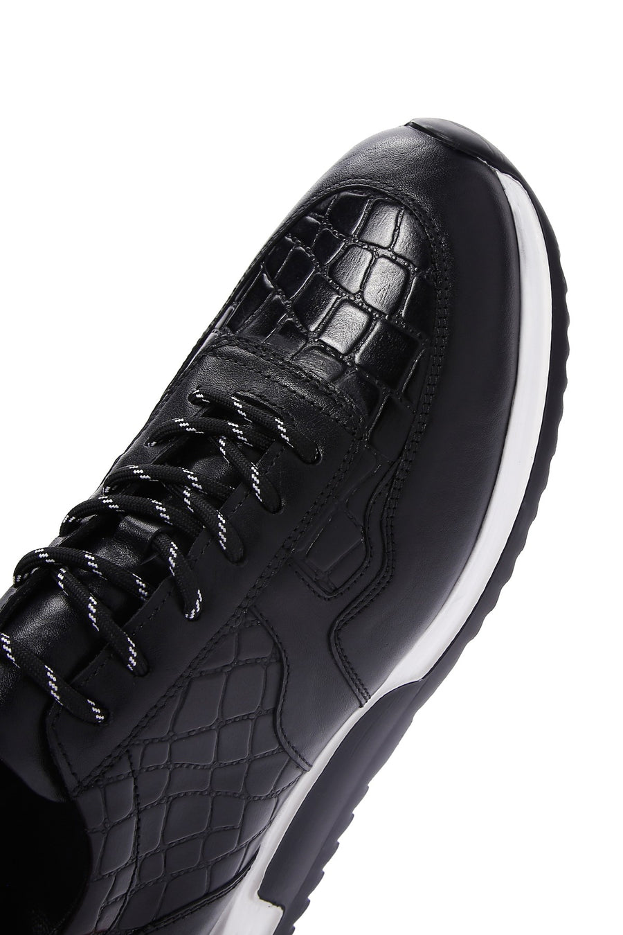 Men's Black Lace-up Leather Sneaker