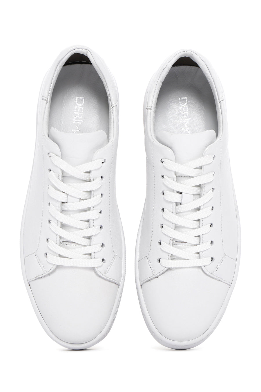Erkek Beyaz Bağcıklı Deri Sneaker