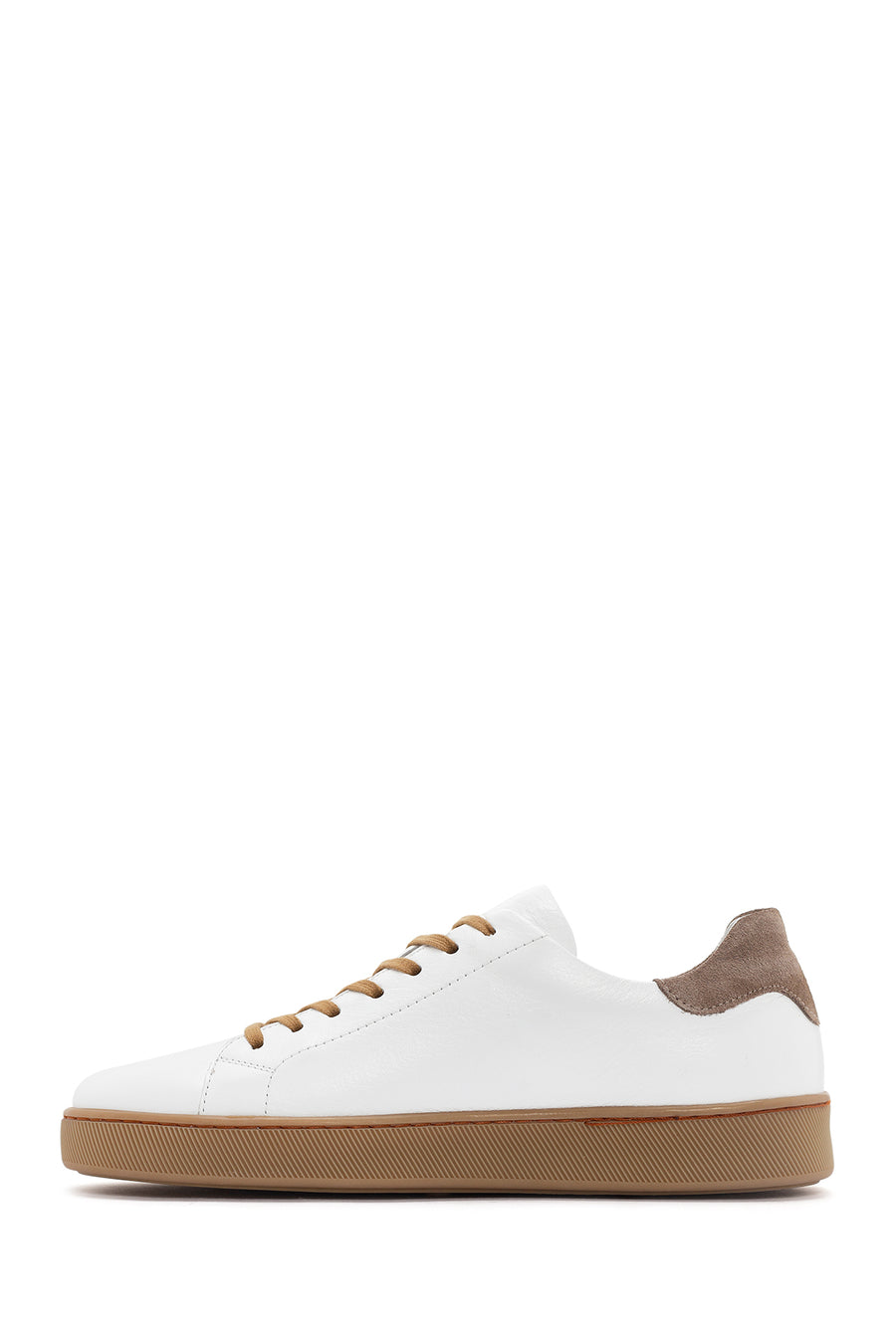 Men's White Lace-up Leather Sneaker