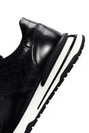 Erkek Siyah Kroko Desenli Bağcıklı Kalın Tabanlı Deri Sneaker | Derimod