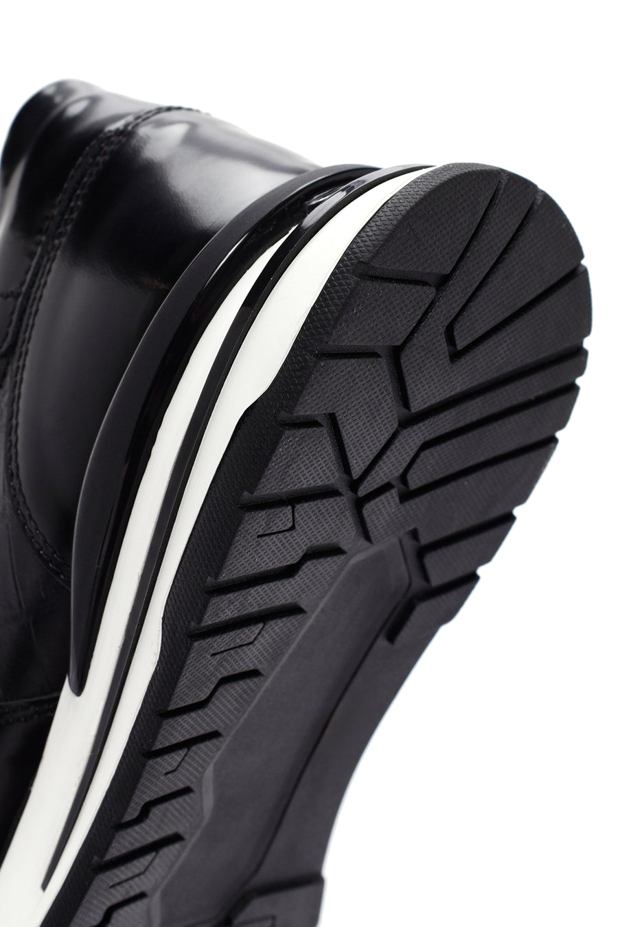Erkek Siyah Kroko Desenli Bağcıklı Kalın Tabanlı Deri Sneaker