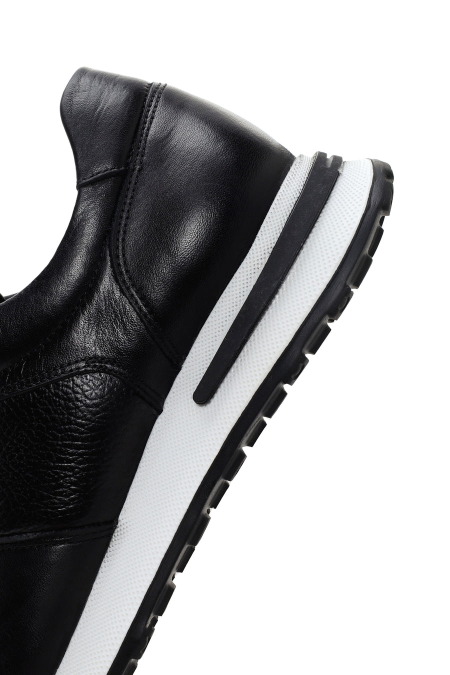 Erkek Siyah Kalın Tabanlı Deri Sneaker