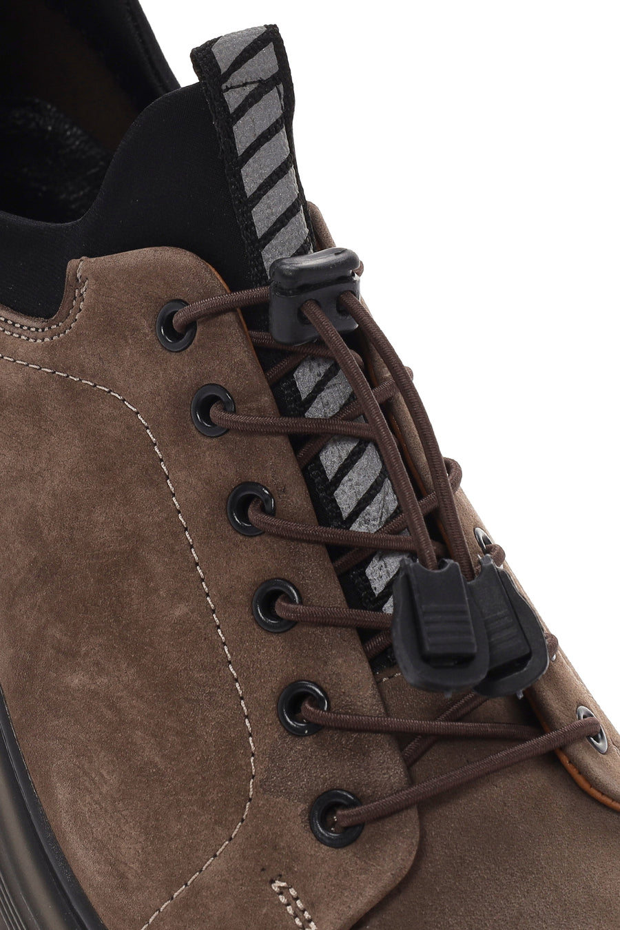 Erkek Vizon Bağcıklı Kalın Tabanlı Deri Casual Sneaker
