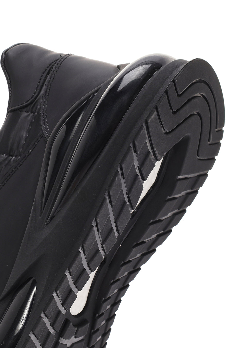 Erkek Siyah Bağcıklı Kalın Tabanlı Deri Sneaker