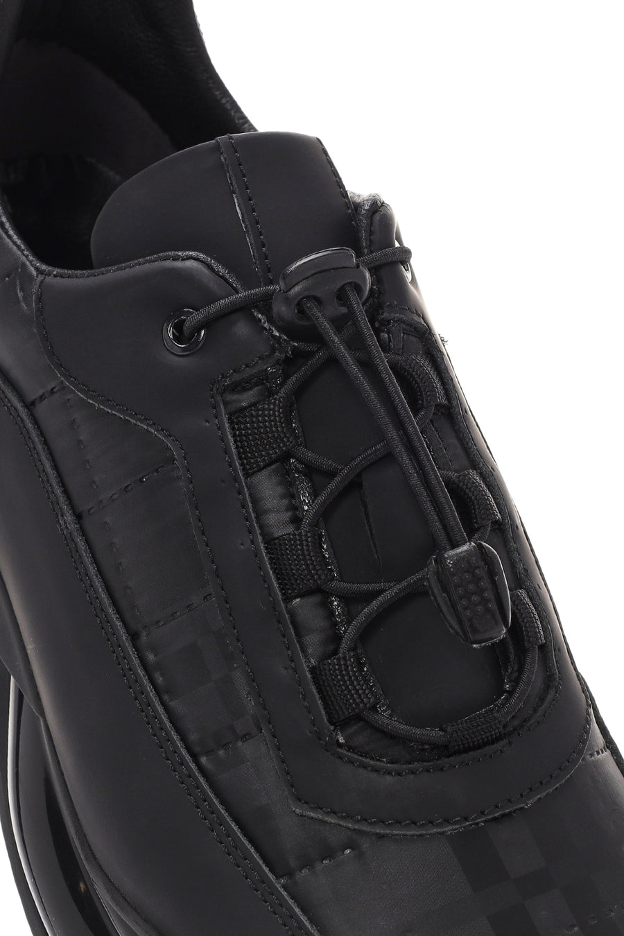 Erkek Siyah Bağcıklı Kalın Tabanlı Deri Sneaker