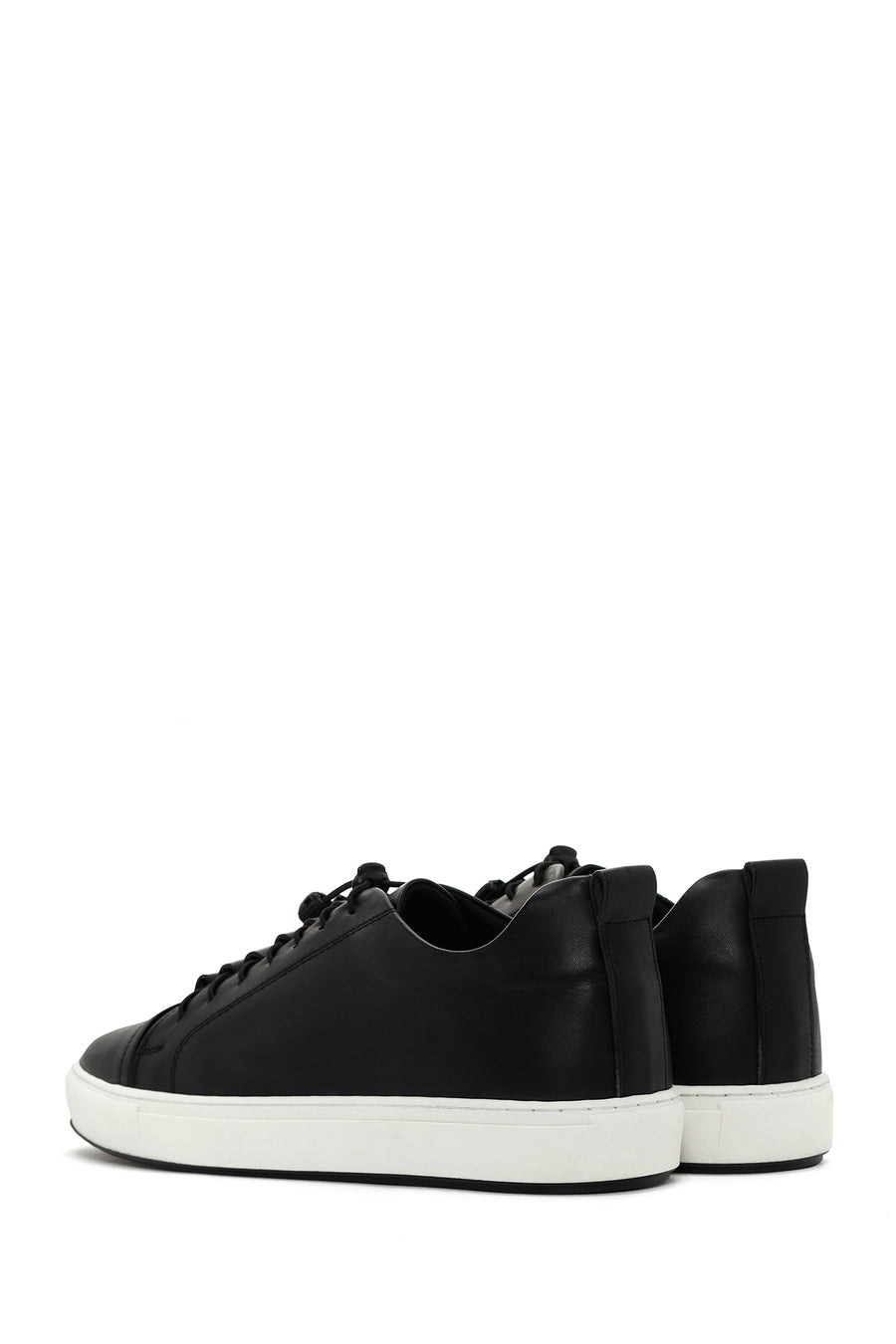 Erkek Siyah Bağcıklı Deri Sneaker