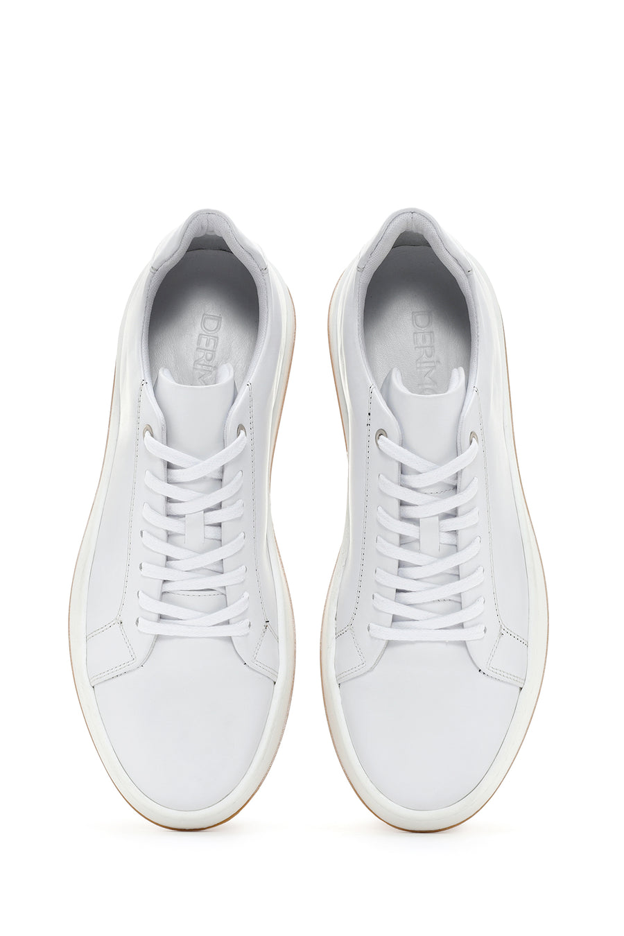 Erkek Beyaz Bağcıklı Deri Sneaker