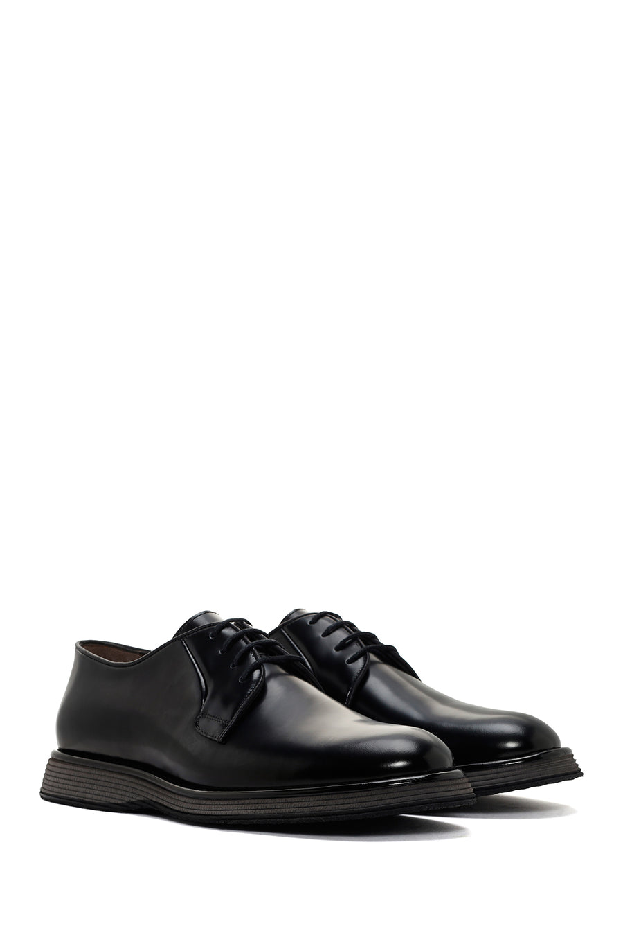 
Men's Black Lace-Up Leather Casual Shoes
