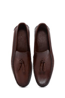 Erkek Kahverengi Püsküllü Deri Casual Loafer | Derimod