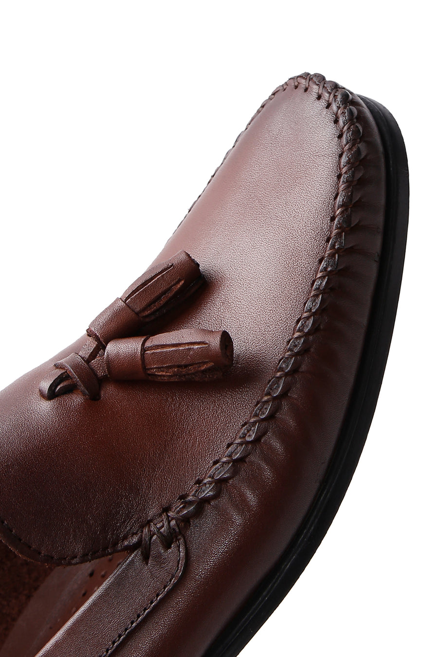 Erkek Kahverengi Püsküllü Deri Casual Loafer