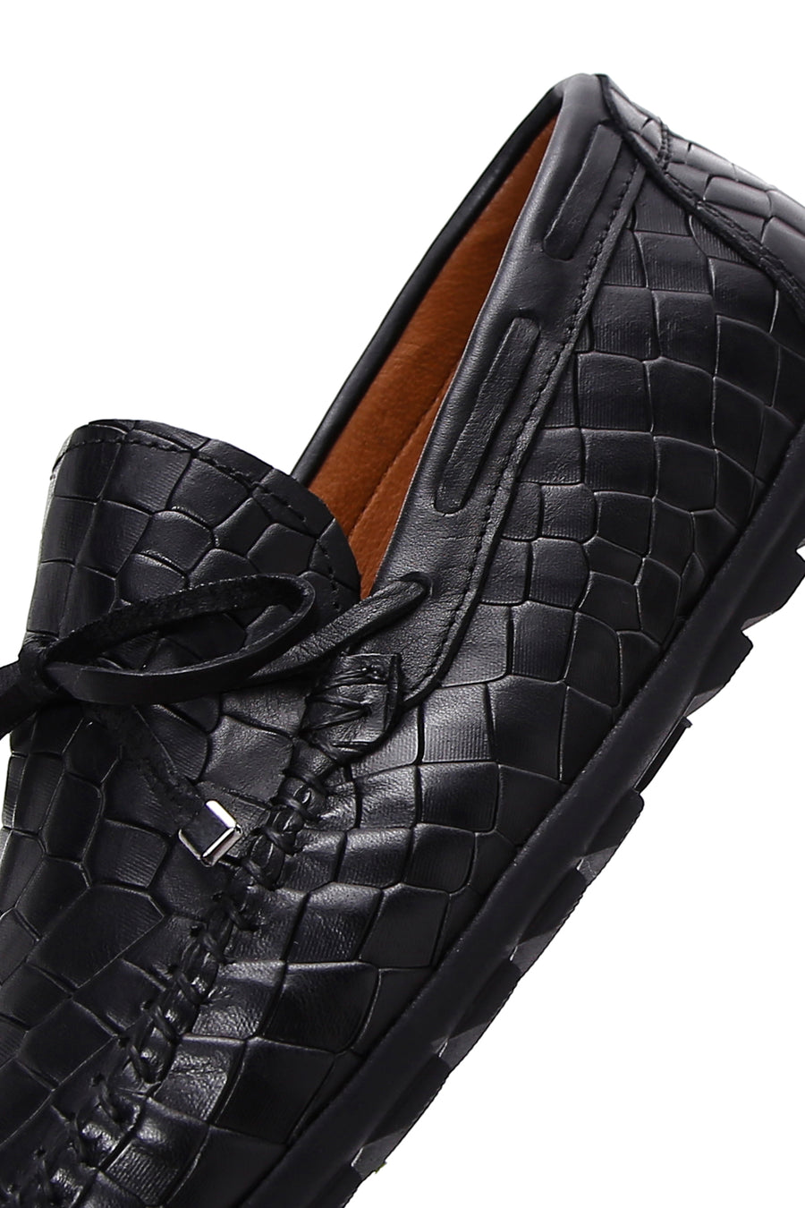 Erkek Siyah Kroko Desenli Deri Casual Loafer
