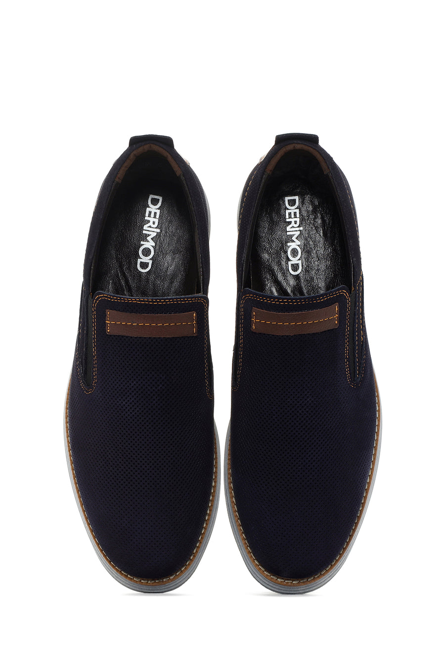 Erkek Lacivert Nubuk Deri Casual Loafer