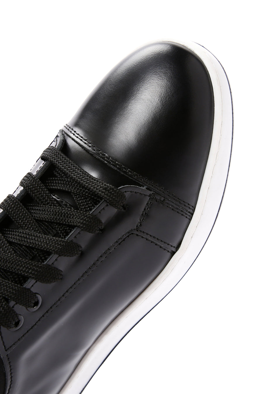 Erkek Siyah Bağcıklı Deri Sneaker