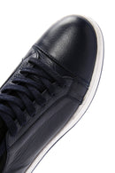 Erkek Lacivert Bağcıklı Deri Sneaker | Derimod