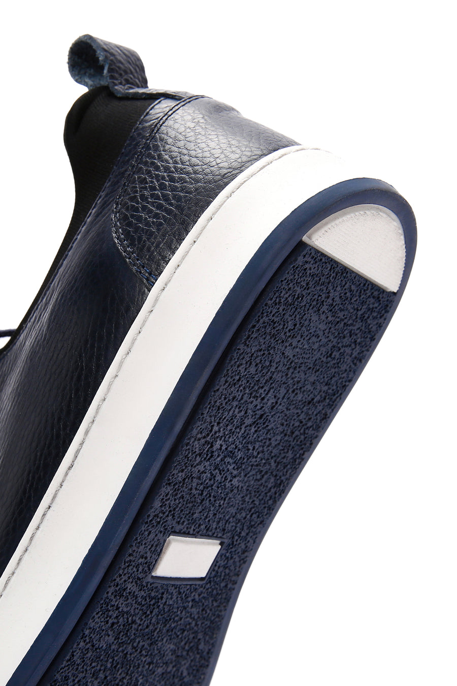 Erkek Lacivert Bağcıklı Deri Sneaker