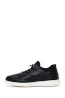 Erkek Siyah Bağcıklı Deri Sneaker | Derimod