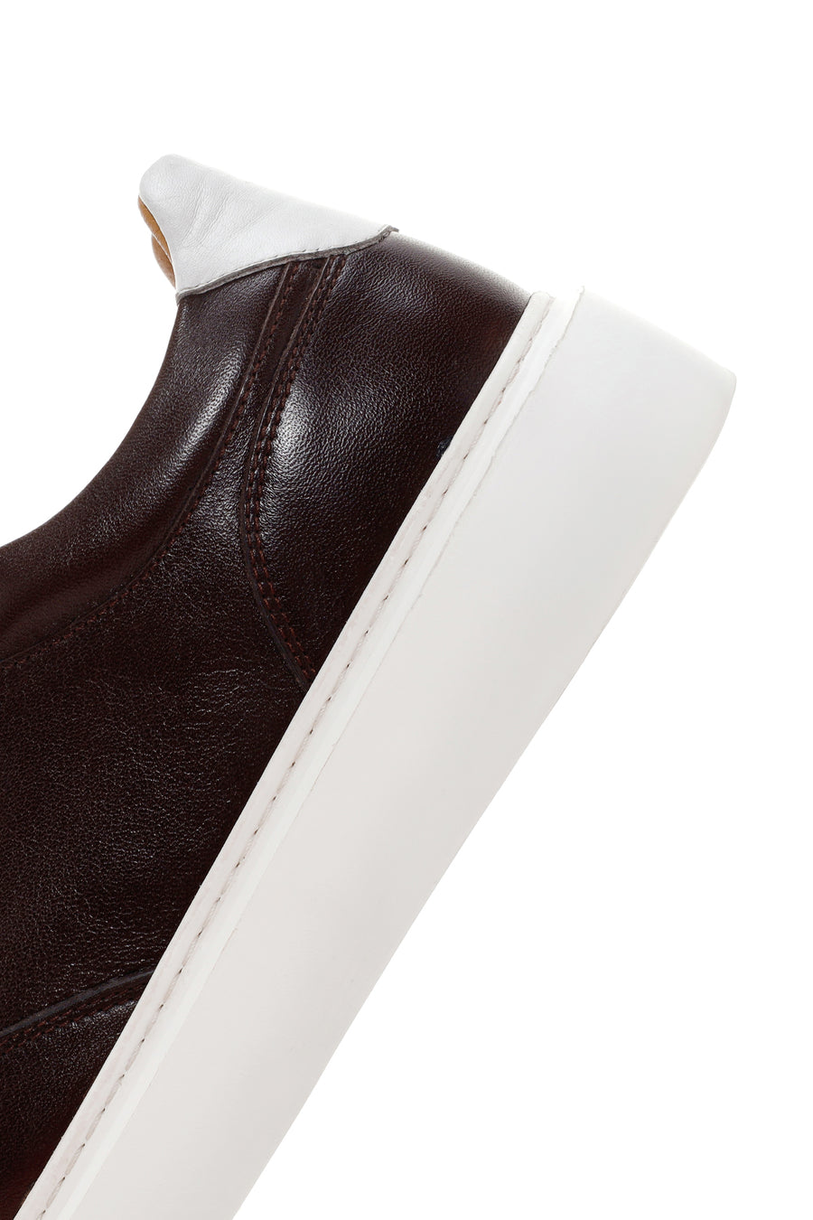 Erkek Kahverengi Kalın Tabanlı Bağcıklı Deri Sneaker