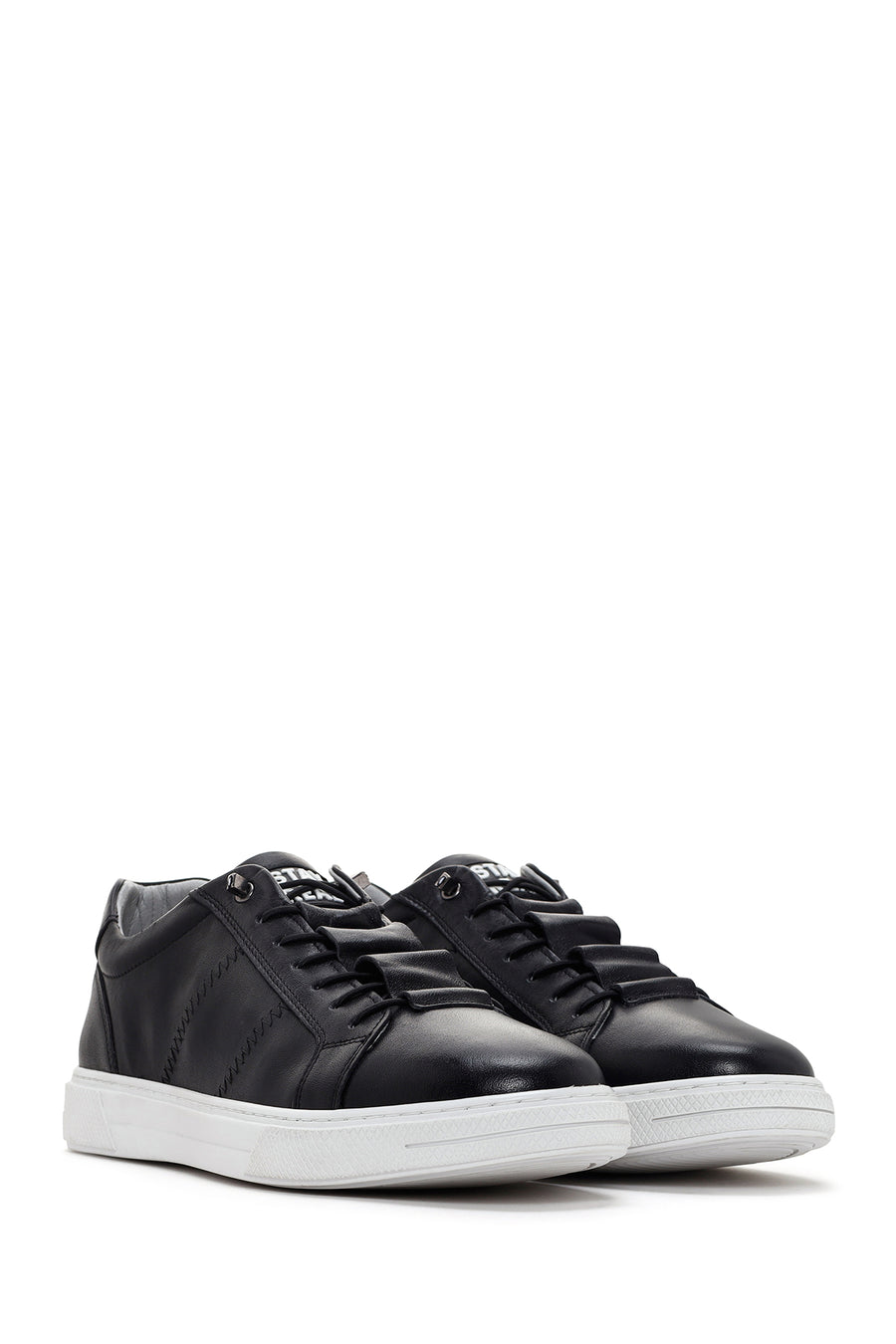 Men's Black Lace-up Leather Sneaker