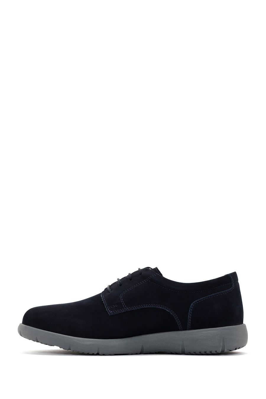 Men's Navy Blue Lace-up Nubuck Leather Casual Shoes