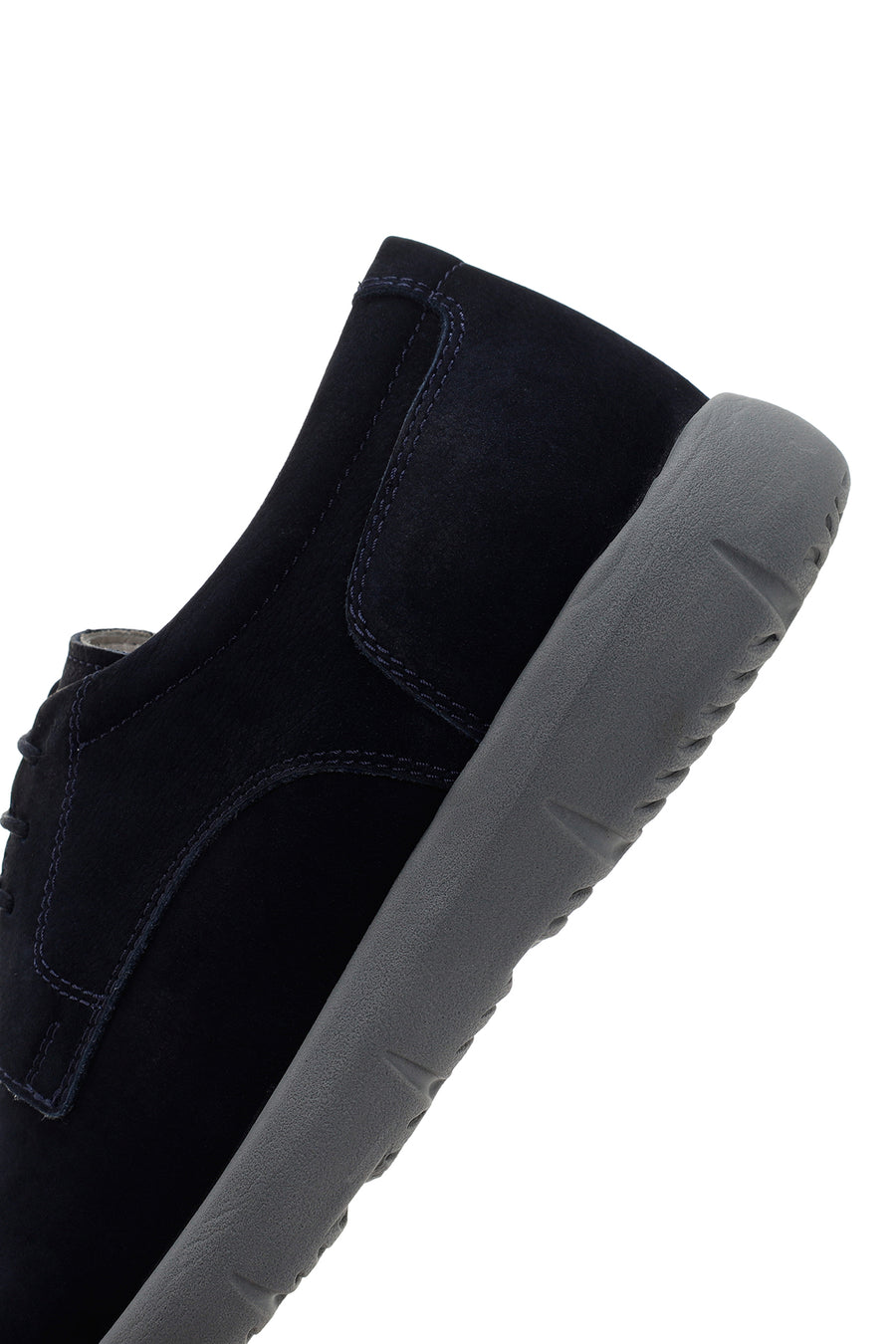 Men's Navy Blue Lace-up Nubuck Leather Casual Shoes