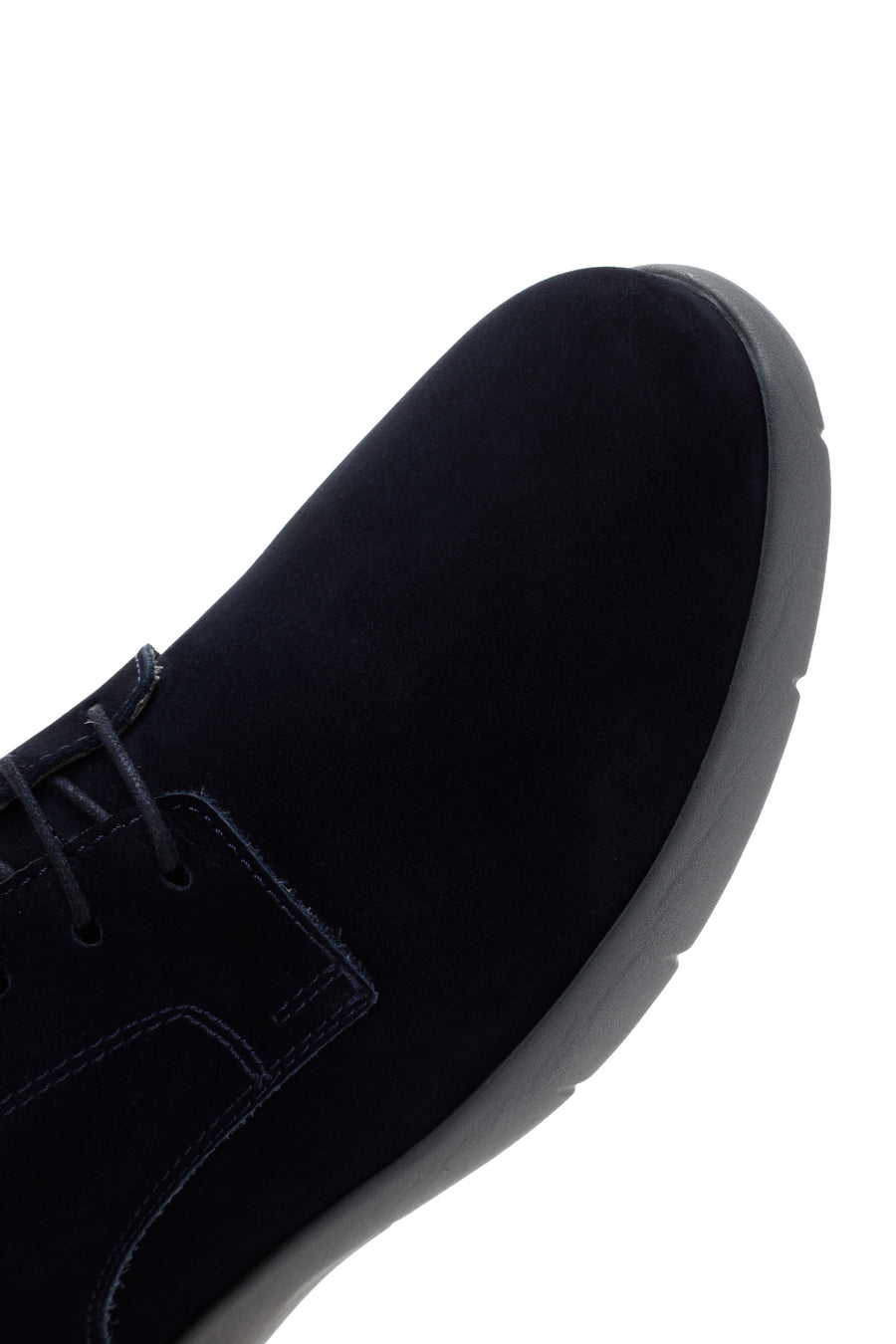 Men's Navy Blue Lace-up Nubuck Leather Casual Shoes