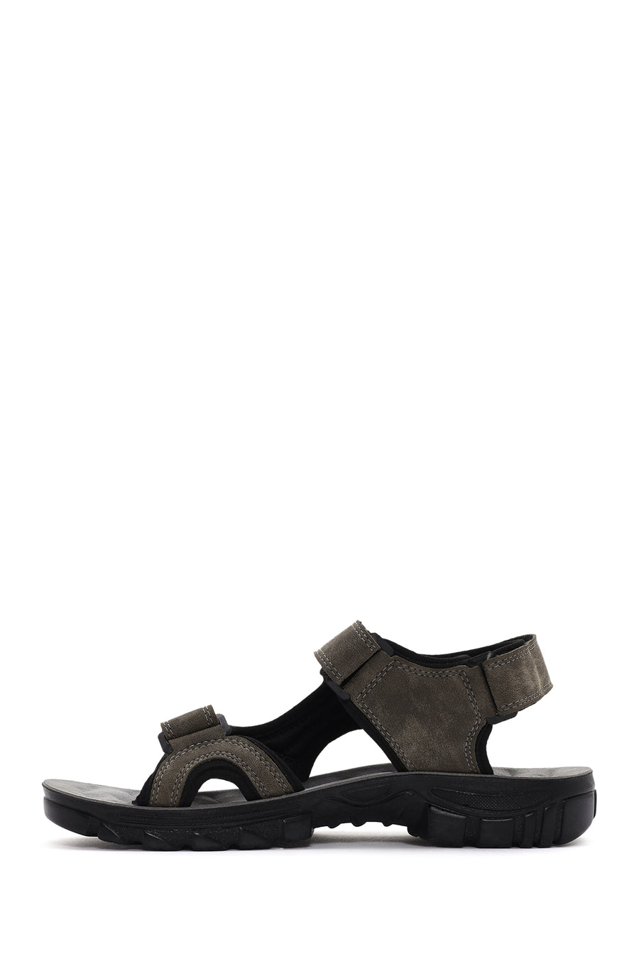 Erkek Yeşil Bantlı Nubuk Deri Casual Sandalet