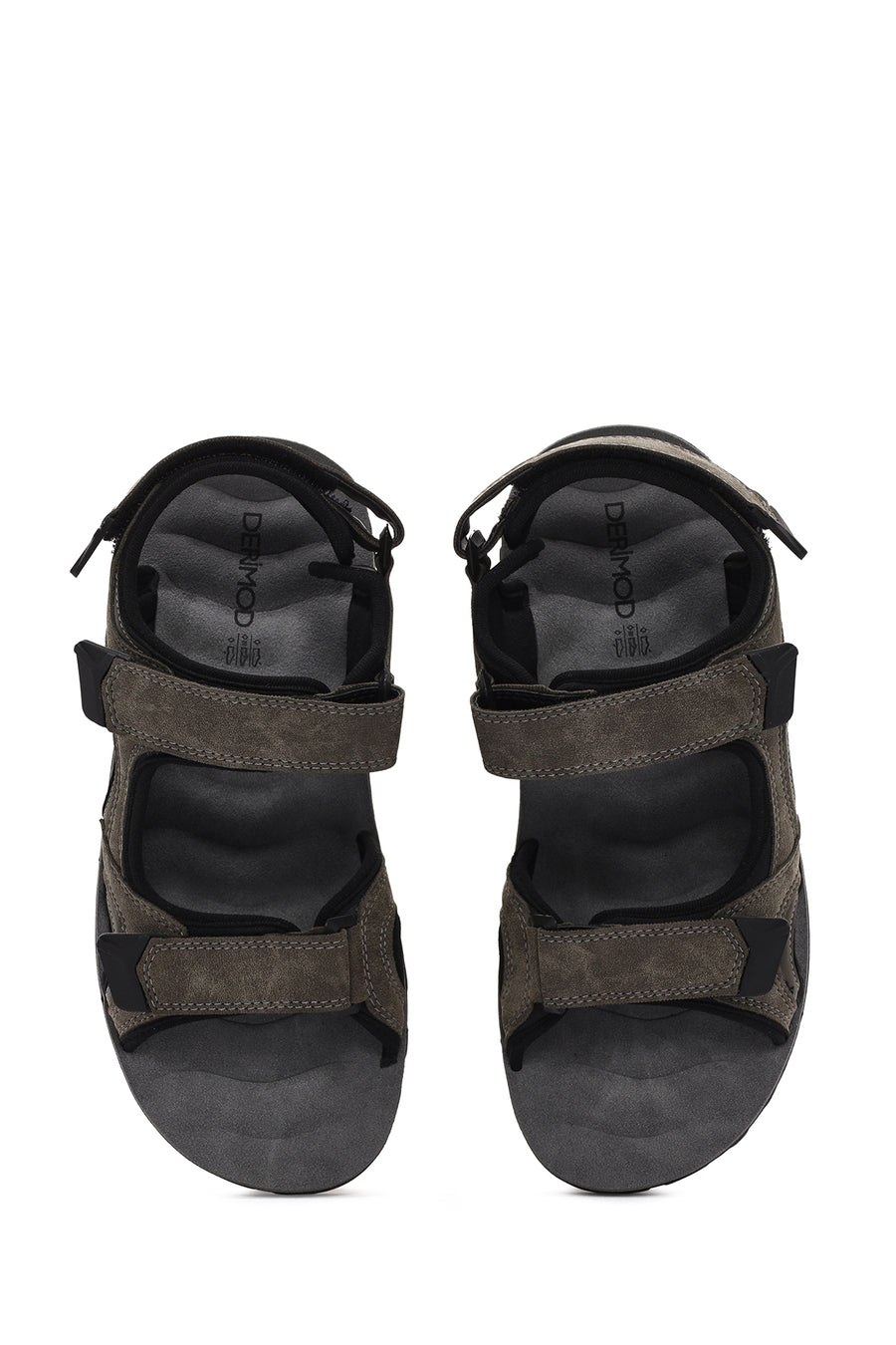 Erkek Yeşil Bantlı Nubuk Deri Casual Sandalet