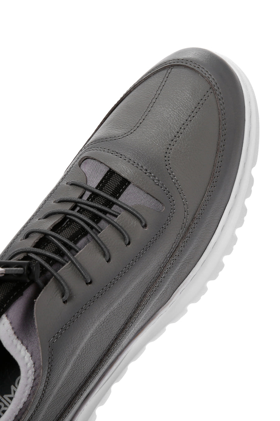 Erkek Gri Bağcıklı Deri Casual Sneaker