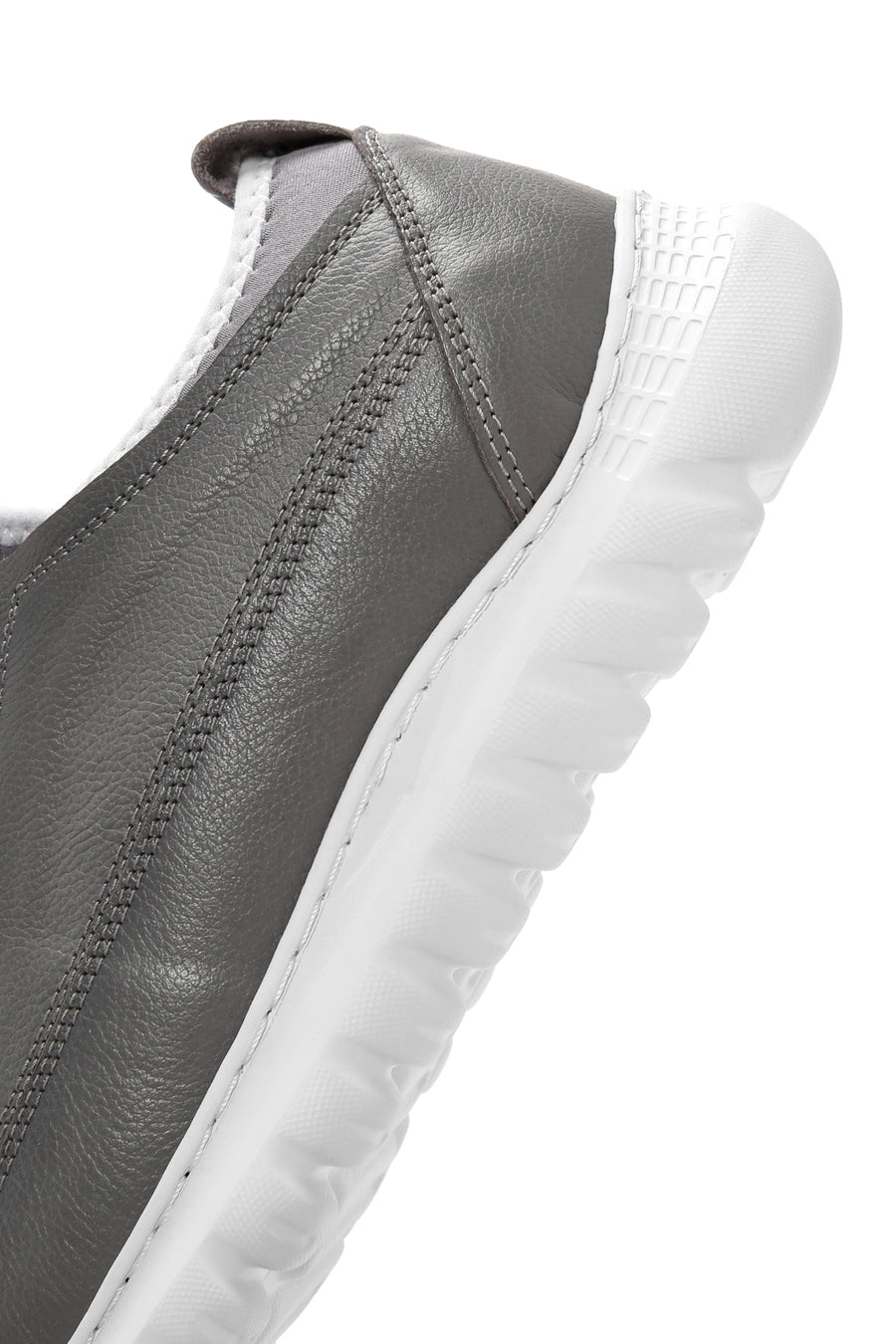 Erkek Gri Bağcıklı Deri Casual Sneaker