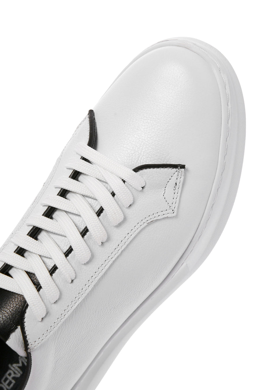 Men's White Lace-Up Leather Sneaker
