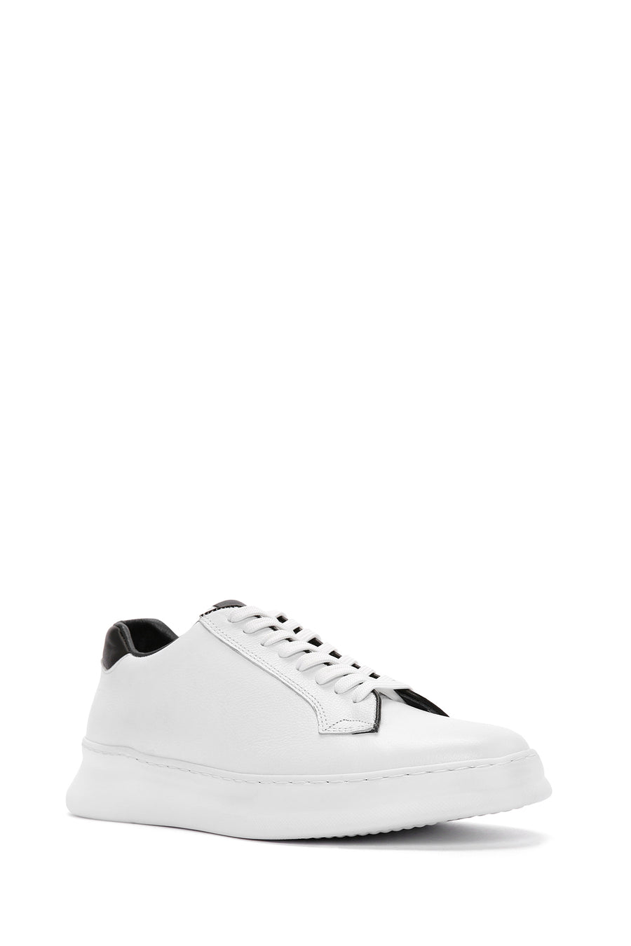 Men's White Lace-Up Leather Sneaker