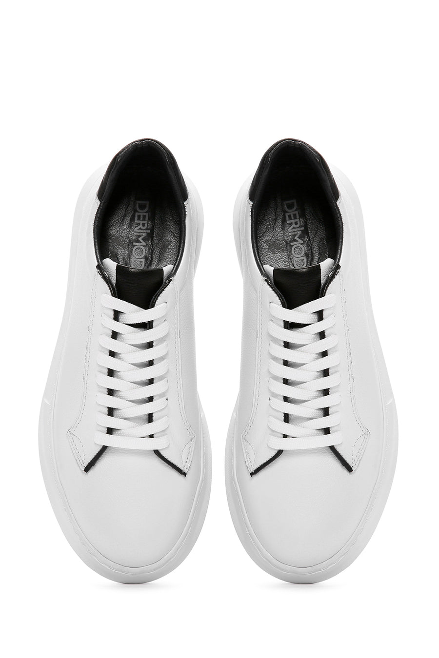 Men's White Lace-Up Leather Sneaker