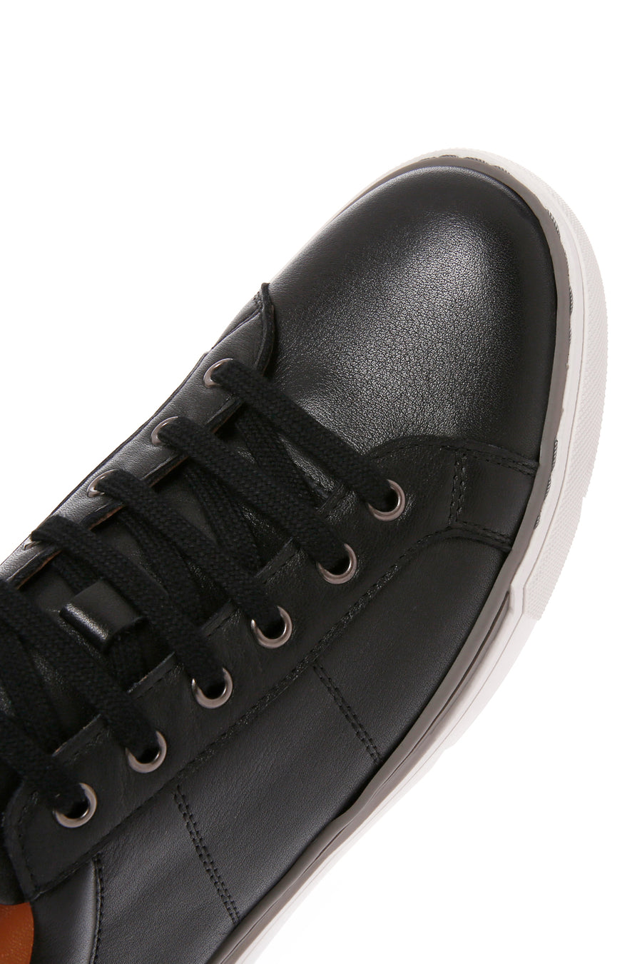 Erkek Siyah Bağcıklı Deri Sneaker