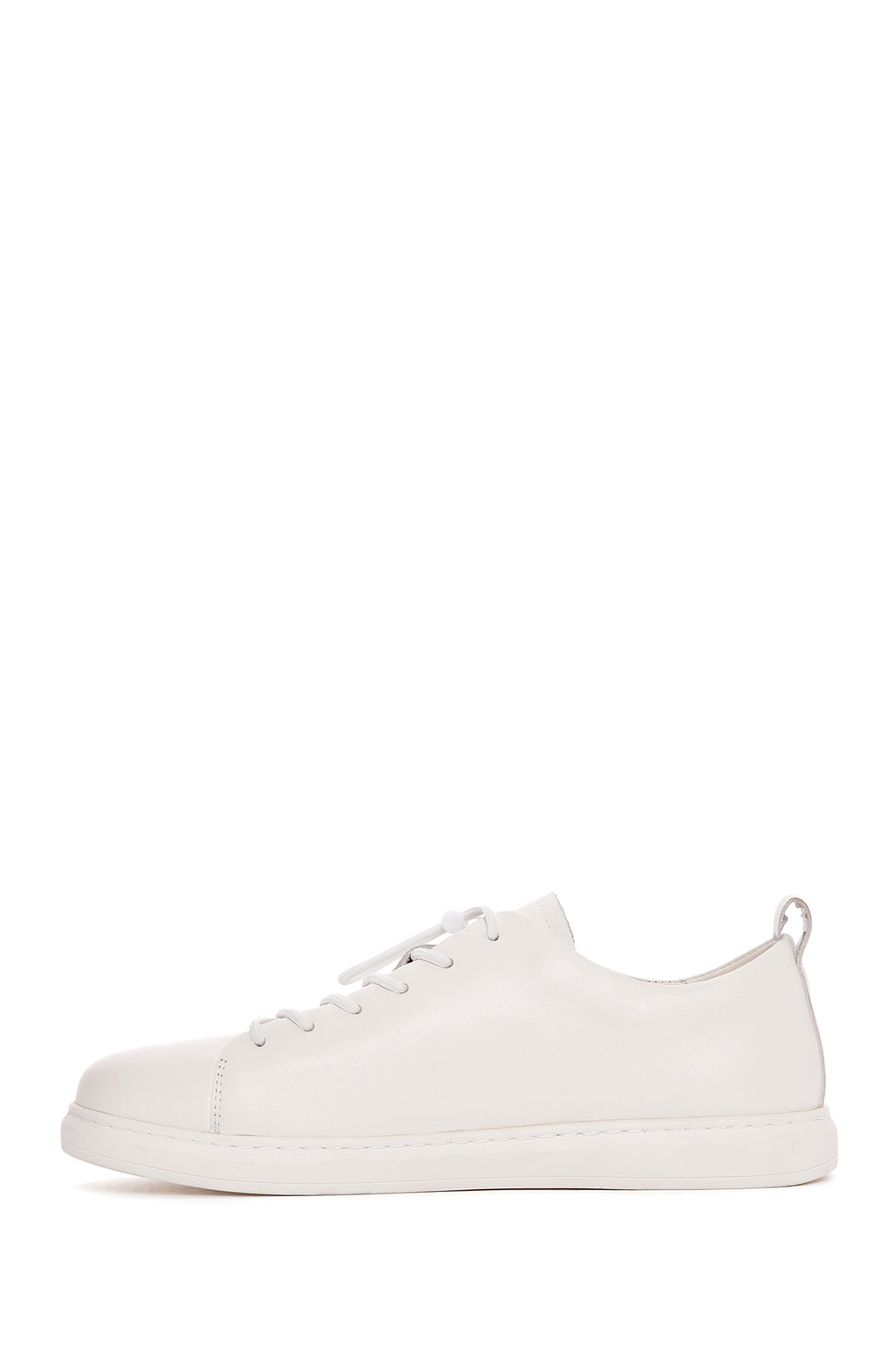 Erkek Beyaz Bağcıklı Deri Sneaker