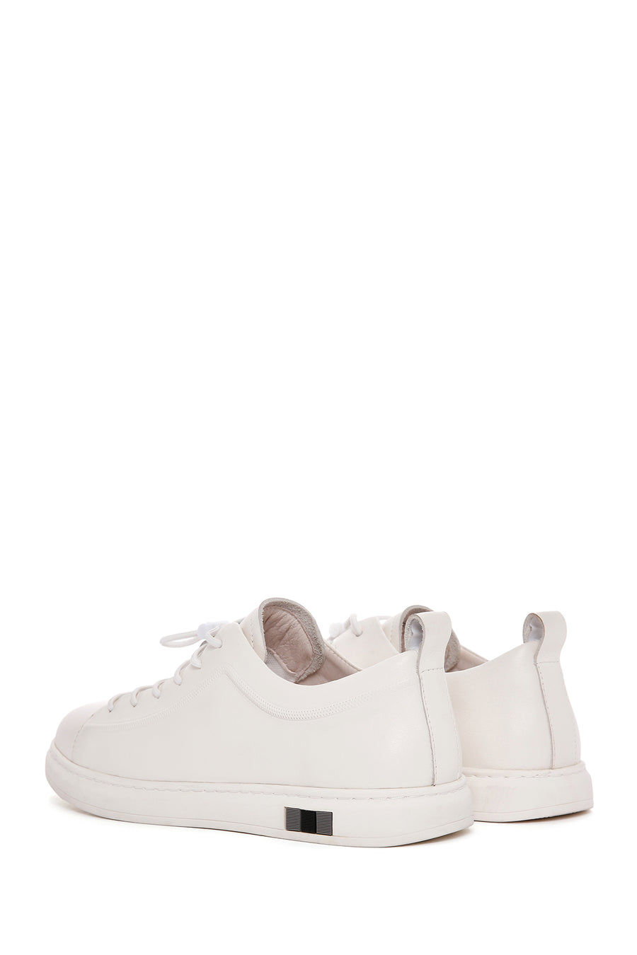 Erkek Beyaz Bağcıklı Deri Sneaker