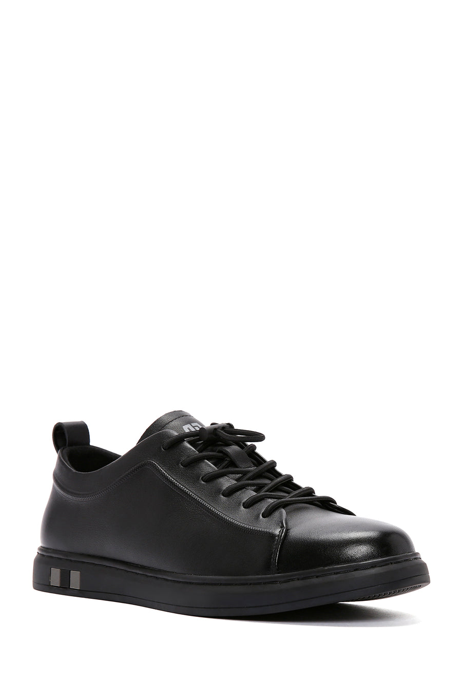 Erkek Siyah Bağcıklı Deri Sneaker