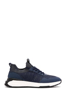 Derimod Zero Men's Blue Lace-Up Thick Sole Fabric Sneaker | Derimod