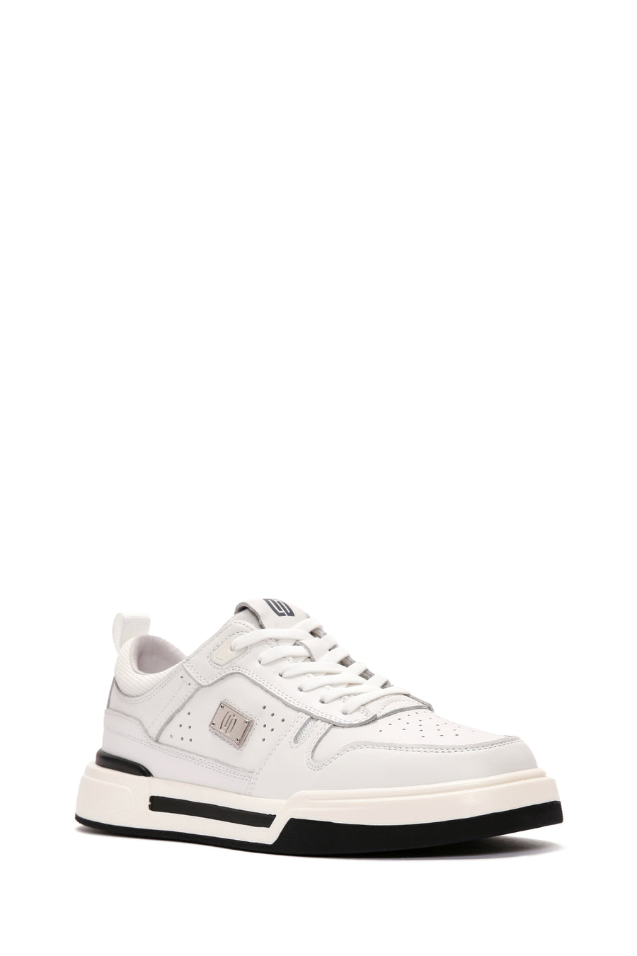 Erkek Beyaz Bağcıklı Kalın Tabanlı Deri Sneaker