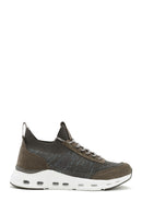 Derimod Zero Men's Beige Thick-Soled Lace-Up Fabric Sneakers | Derimod