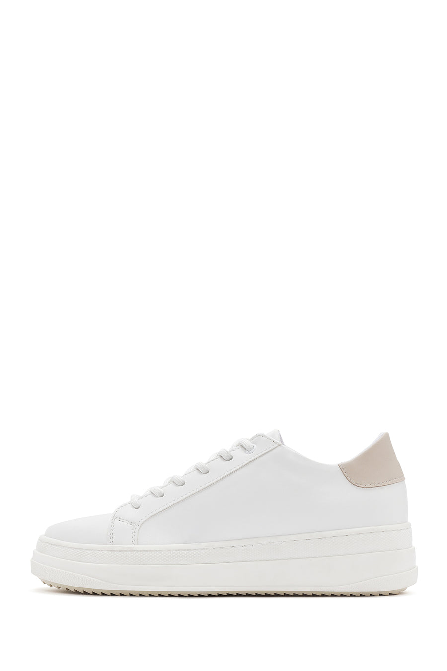 Women's White Lace-Up Chunky Heel Sneaker
