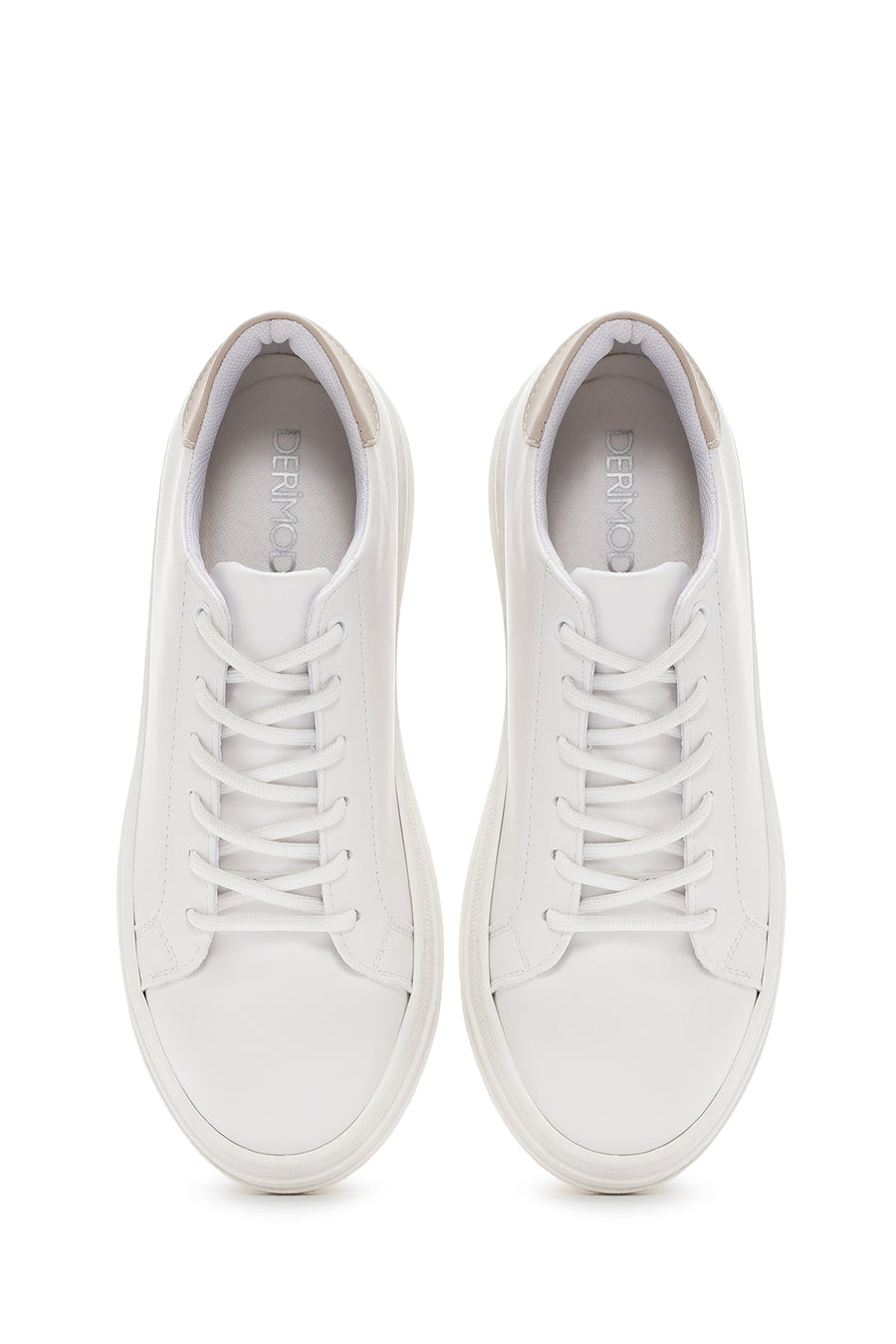 Women's White Lace-Up Chunky Heel Sneaker