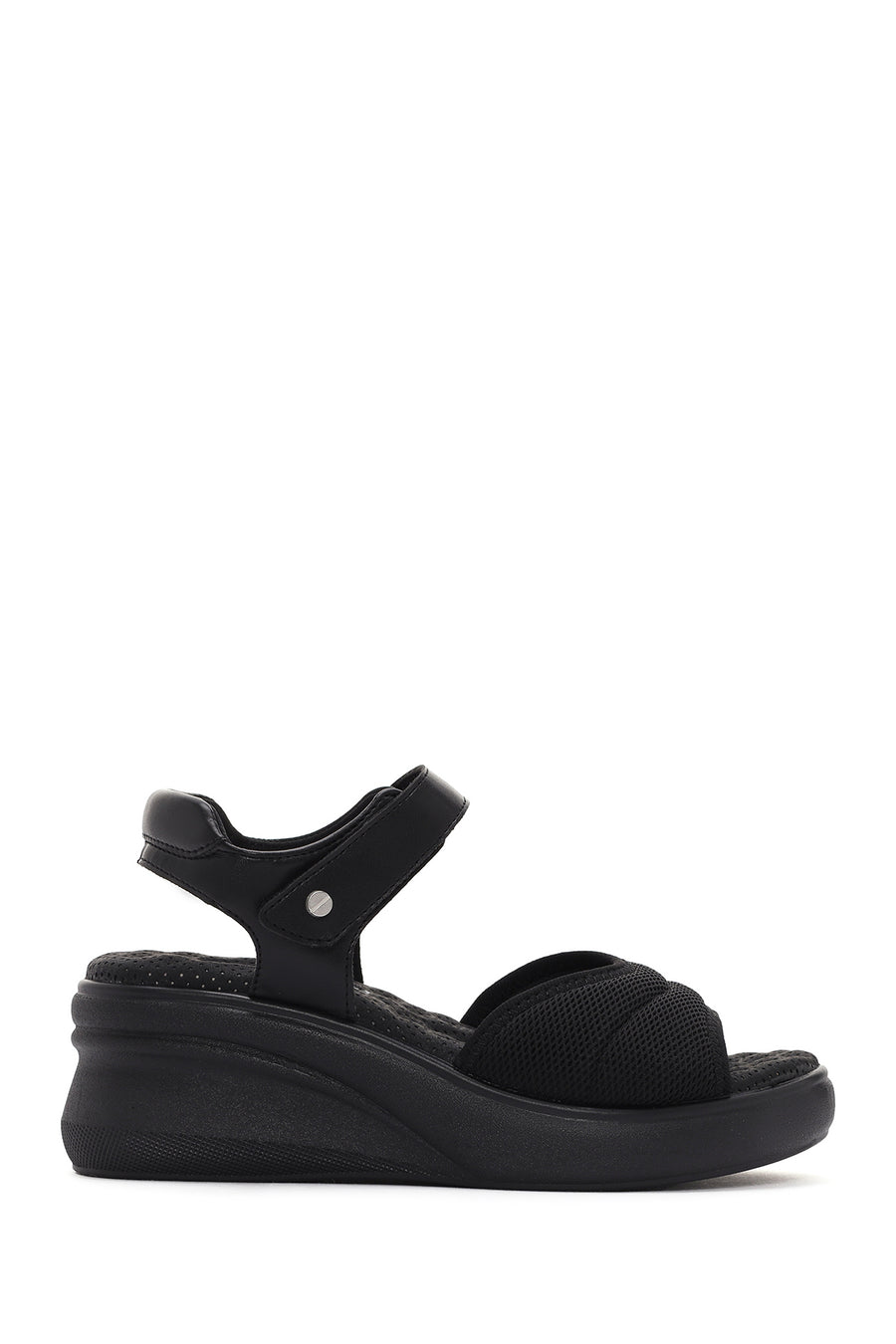 Kadın Siyah Dolgu Topuklu Bilekten Bantlı Comfort Sandalet 24SFE236214 | Derimod