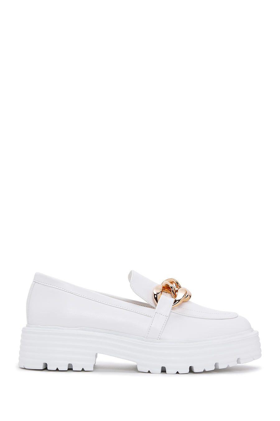 Kadın Beyaz Kalın Tabanlı Maskülen Loafer 24SFE400618 | Derimod