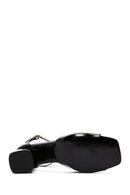 Women's Black Ankle Strap Heeled Patent Leather Shoes | Derimod