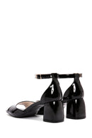 Women's Black Ankle Strap Heeled Patent Leather Shoes | Derimod